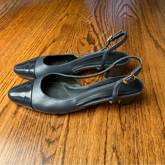 Vaneli Shoes - Chic Dark Navy Slingback Leather Heels